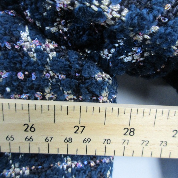 RSVP by Talbots Tweed Blazer Jacket Women 24 Blue Metallic Career Fringe 1096 - Picture 7 of 11